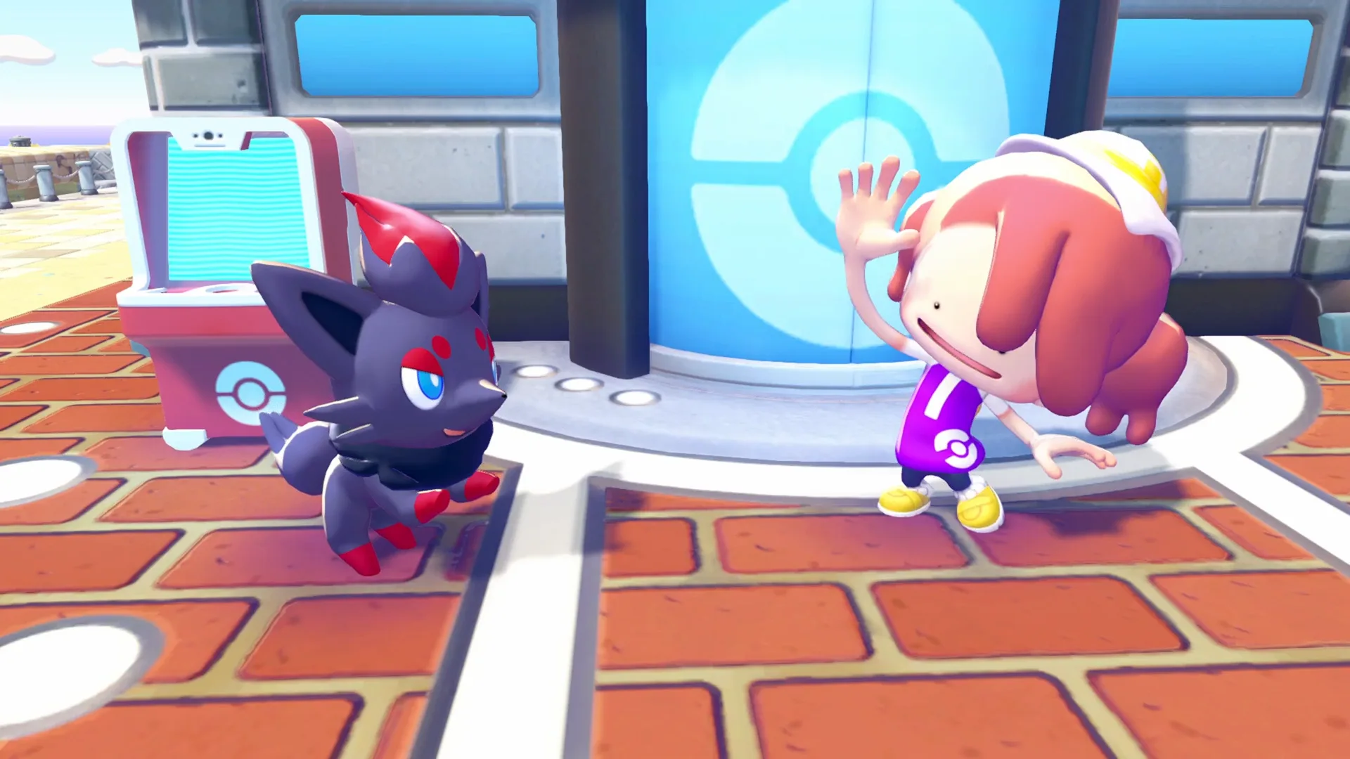 再建済みのポケモンセンターでゾロアに話しかける