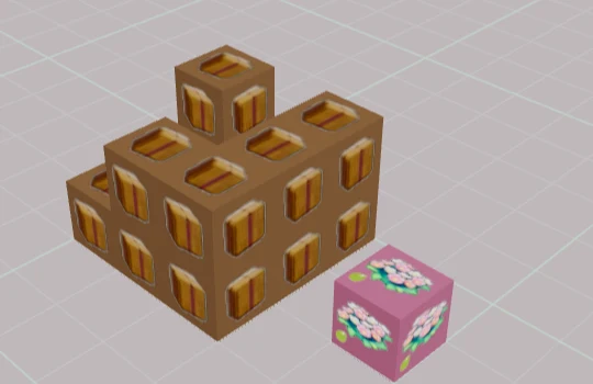 3D 中跨多層堆疊成牆的方塊