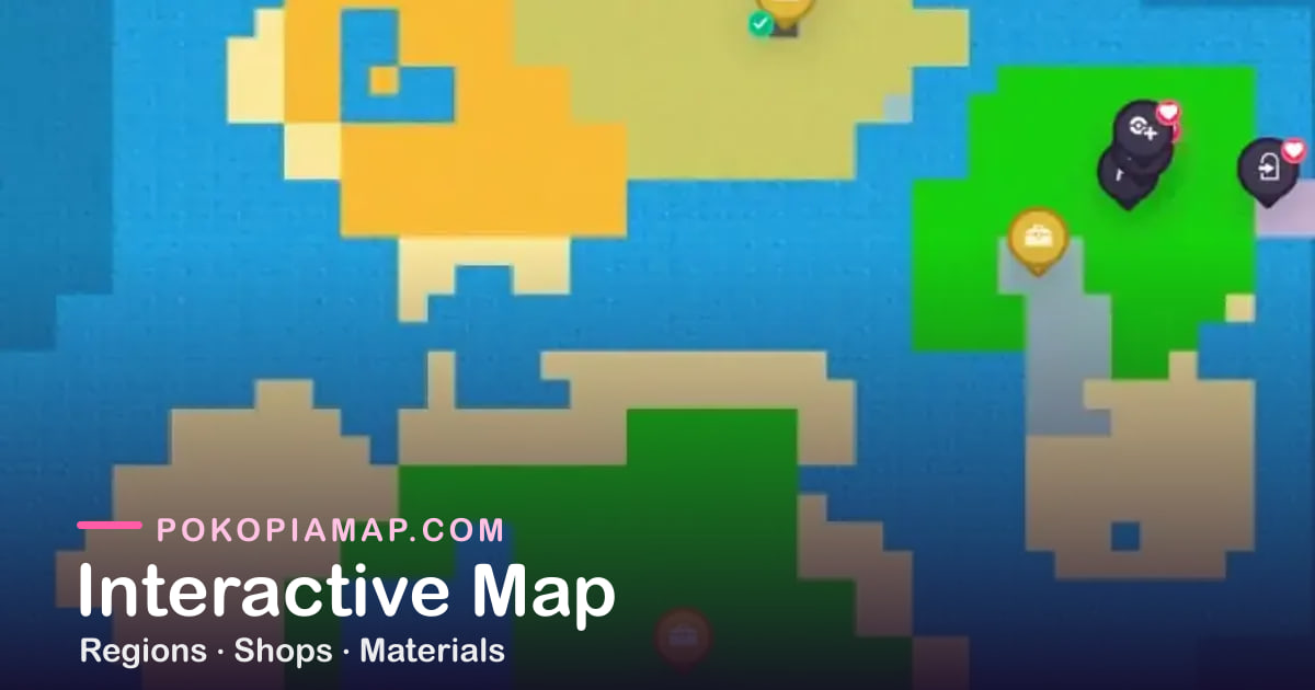 Pokopia Interactive Map Pokopia Map — Interactive Pins, Shops, Materials & Routes